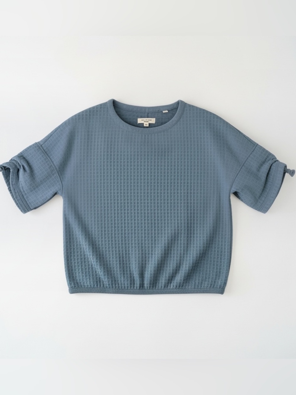 Max Studio London Short-Sleeve Waffle Top in Slate Blue